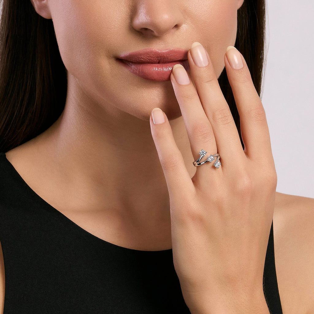 Anello Mabina Trilogy in Lega di Bronzo e Argento con Zirconi Bianchi - vista 4
