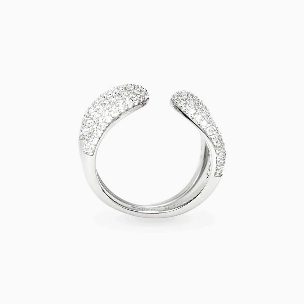 Anello Aperto Mabina Chiaro di Luna in Lega di Bronzo e Argento con Zirconi - vista 2