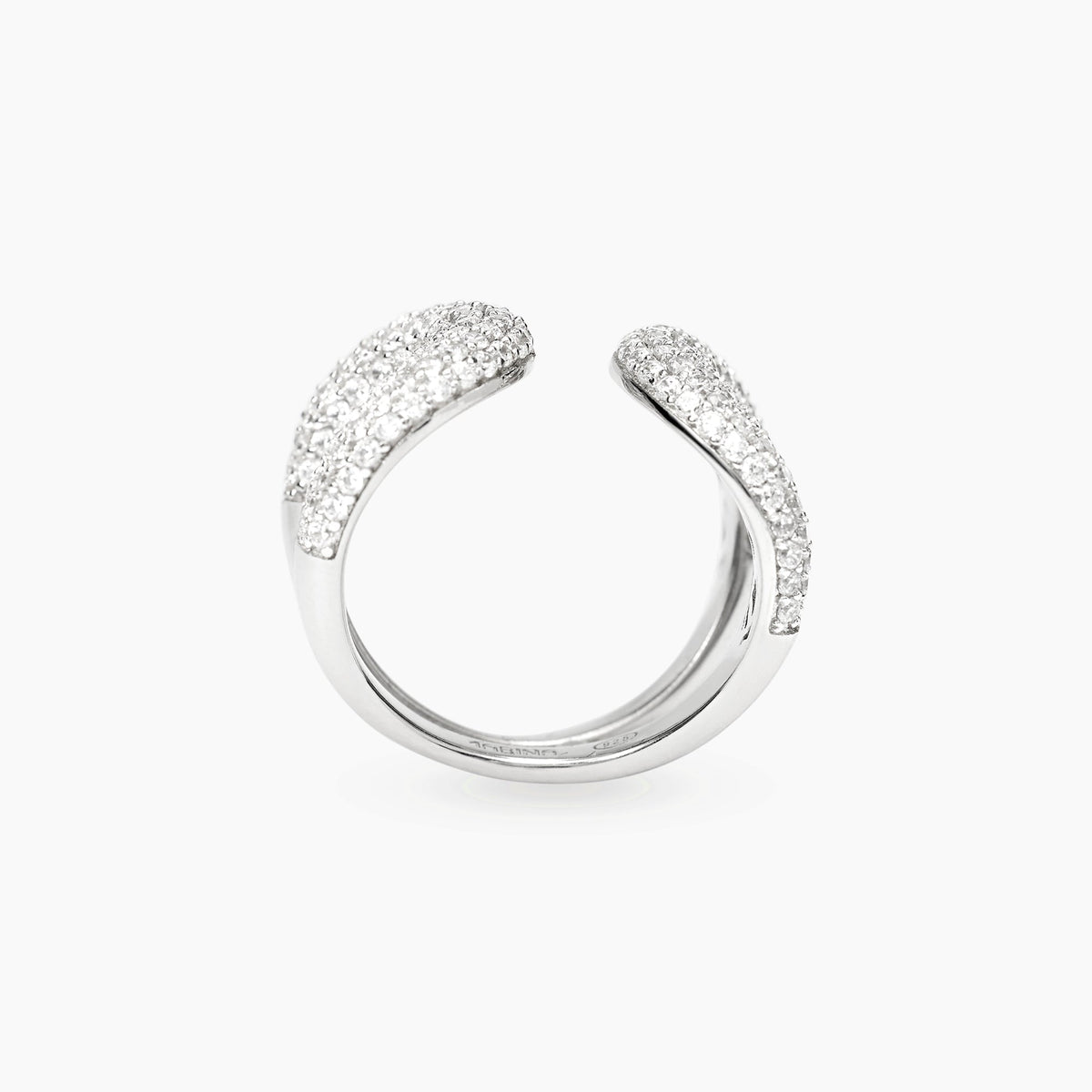 Anello Aperto Mabina Chiaro di Luna in Lega di Bronzo e Argento con Zirconi - vista 2