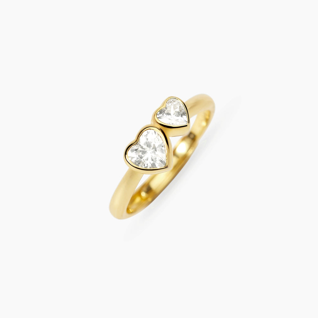 Anello Mabina Siamo Noi in Lega di Bronzo e Argento Dorata con Zirconi - vista 3