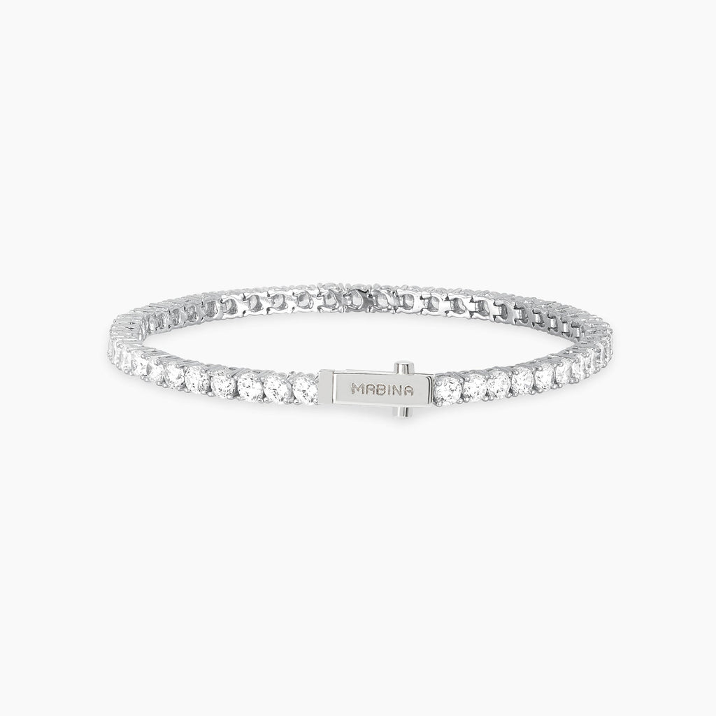 Bracciale Mabina Tennis Club in Lega di Bronzo e Argento con Zirconi 3,5 mm