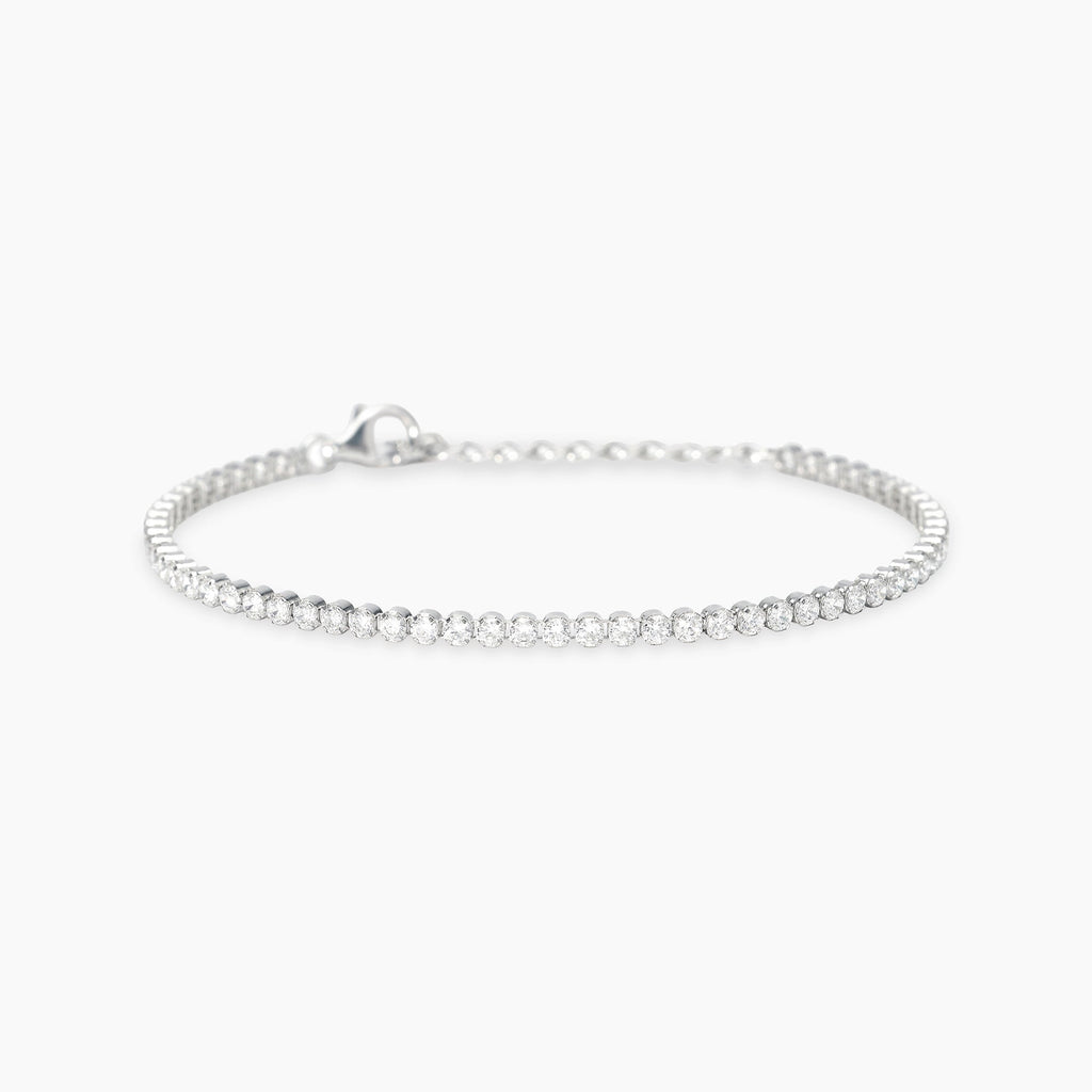 Bracciale Mabina Mini Tennis in Bronzo Rodiato con Zirconi 2,1 mm