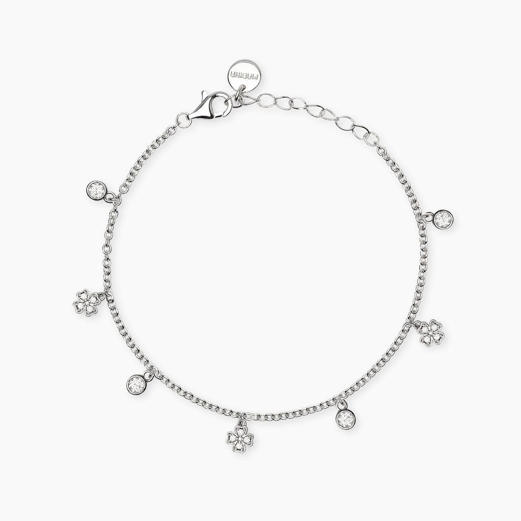 Bracciale Mabina Lucky-Light in Lega di Bronzo e Argento con Quadrifogli