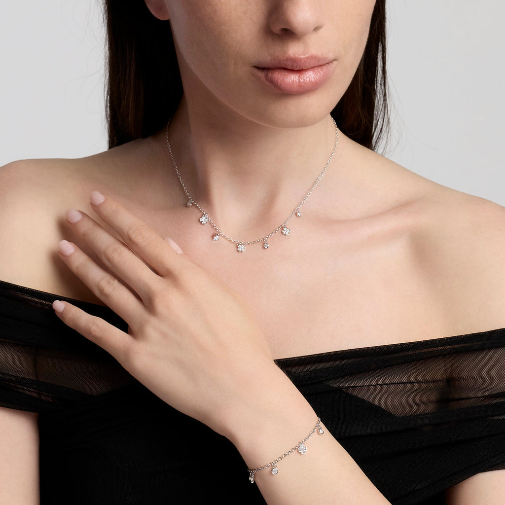 Bracciale Mabina Lucky-Light in Lega di Bronzo e Argento con Quadrifogli - vista 4