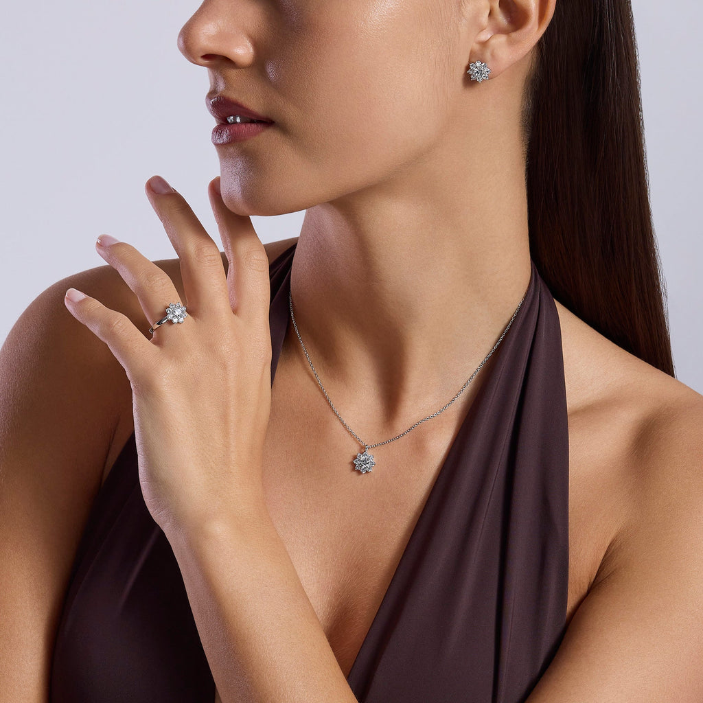 Girocollo Mabina Eden in Lega di Bronzo e Argento con Girasole di Zirconi - vista 3