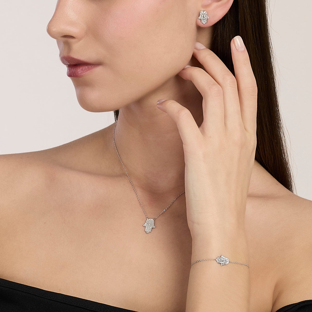 Girocollo Mabina Positive Energy Mano di Fatima in Lega di Bronzo e Argento - vista 3