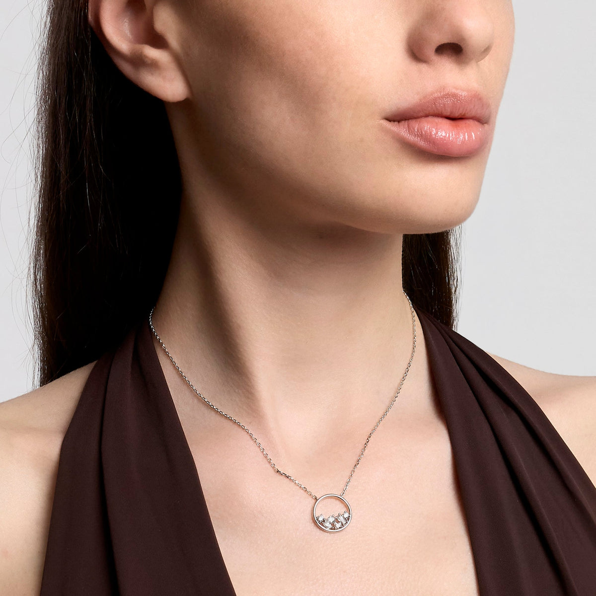 Girocollo Mabina Reef in Lega di Bronzo e Argento con Cerchio e Zirconi - vista 3