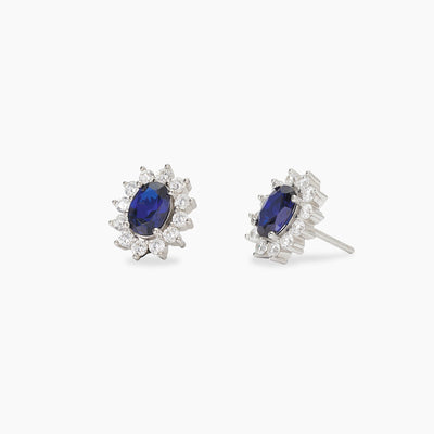 Orecchini Mabina Cool or Rétro in Lega di Bronzo e Argento Gemma Sintetica Blu