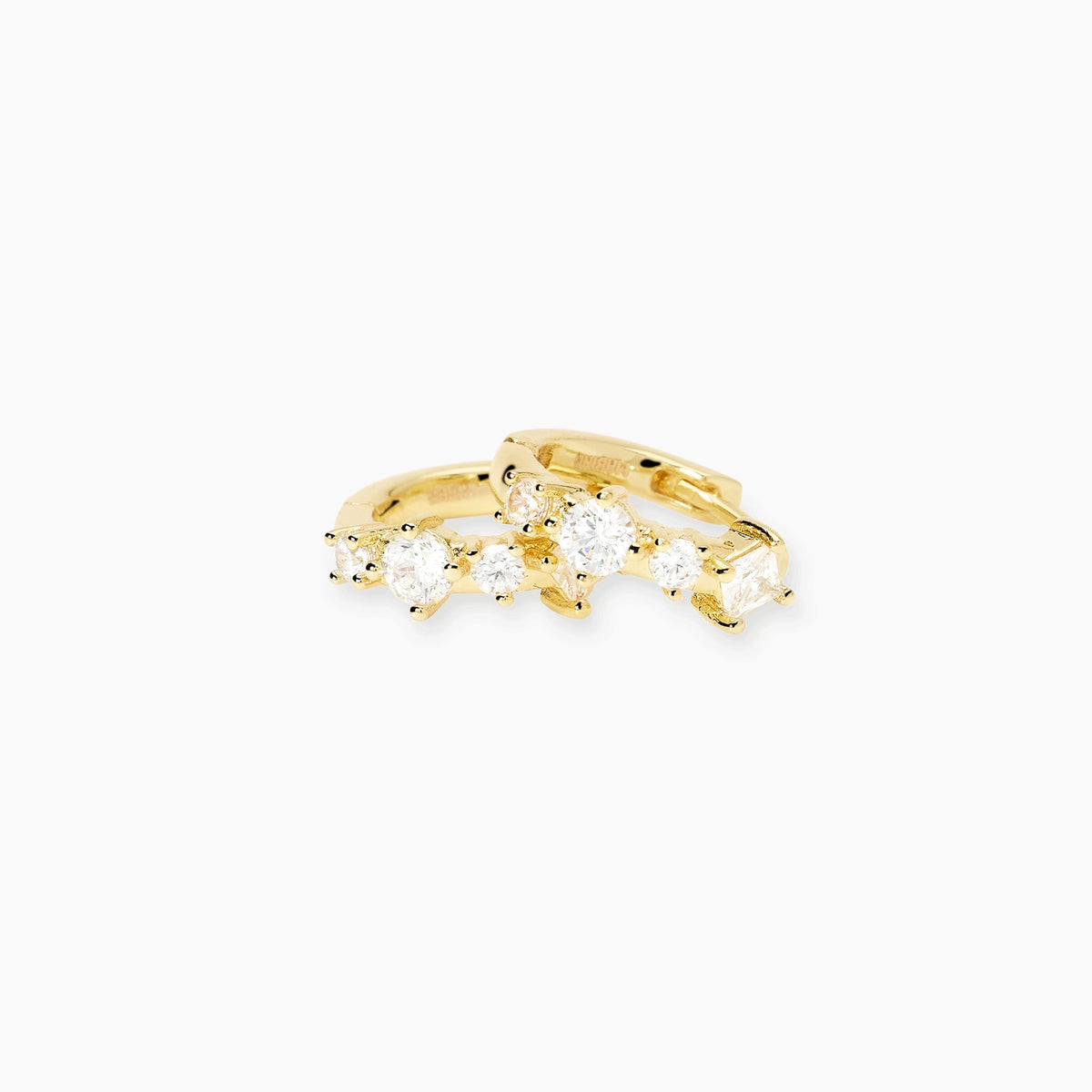 Orecchini Mabina Cosmo a Cerchio Bronzo e Argento Dorati con Zirconi - vista 2