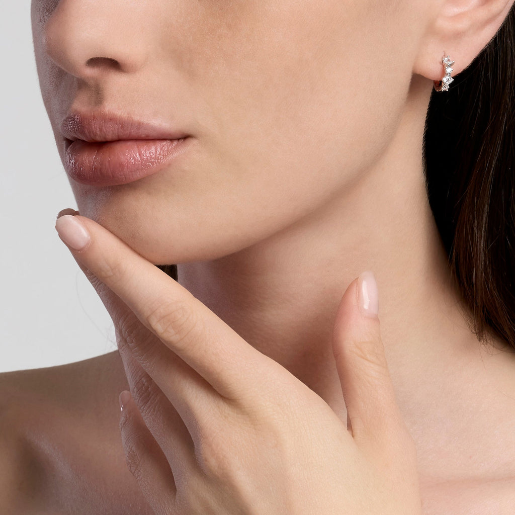 Orecchini Mabina Cosmo a Cerchio Bronzo e Argento Rodiati con Zirconi - vista 3