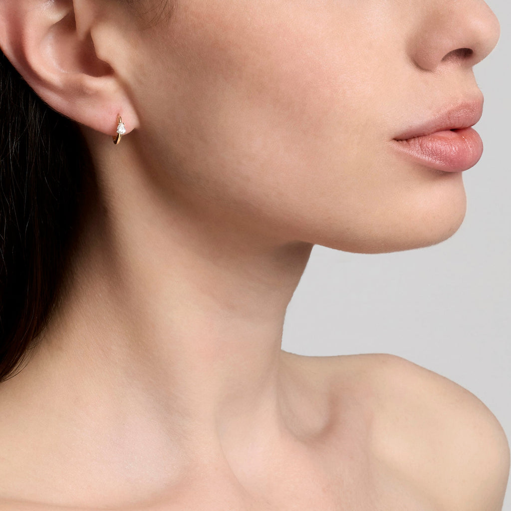 Orecchini Mabina Anima Gemelli a Cerchio Bronzo e Argento Dorati Zircone - vista 3