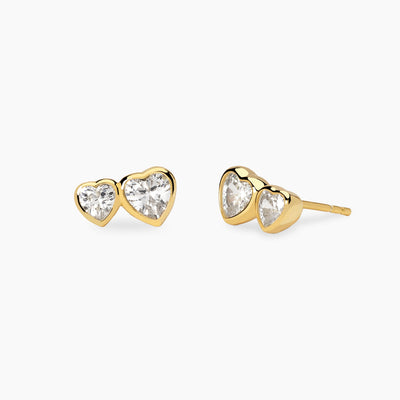Orecchini Mabina Siamo Noi Cuori Bronzo e Argento Dorati con Zirconi