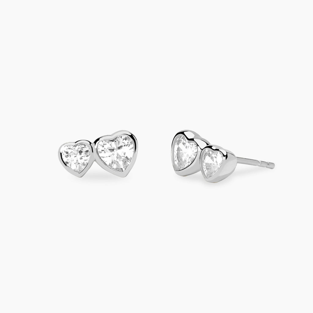 Orecchini Mabina Siamo Noi Cuori Bronzo e Argento Rodiati con Zirconi