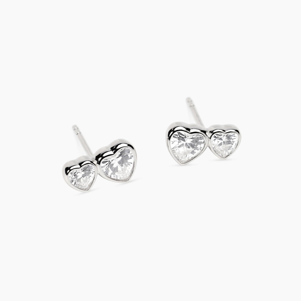 Orecchini Mabina Siamo Noi Cuori Bronzo e Argento Rodiati con Zirconi - vista 2