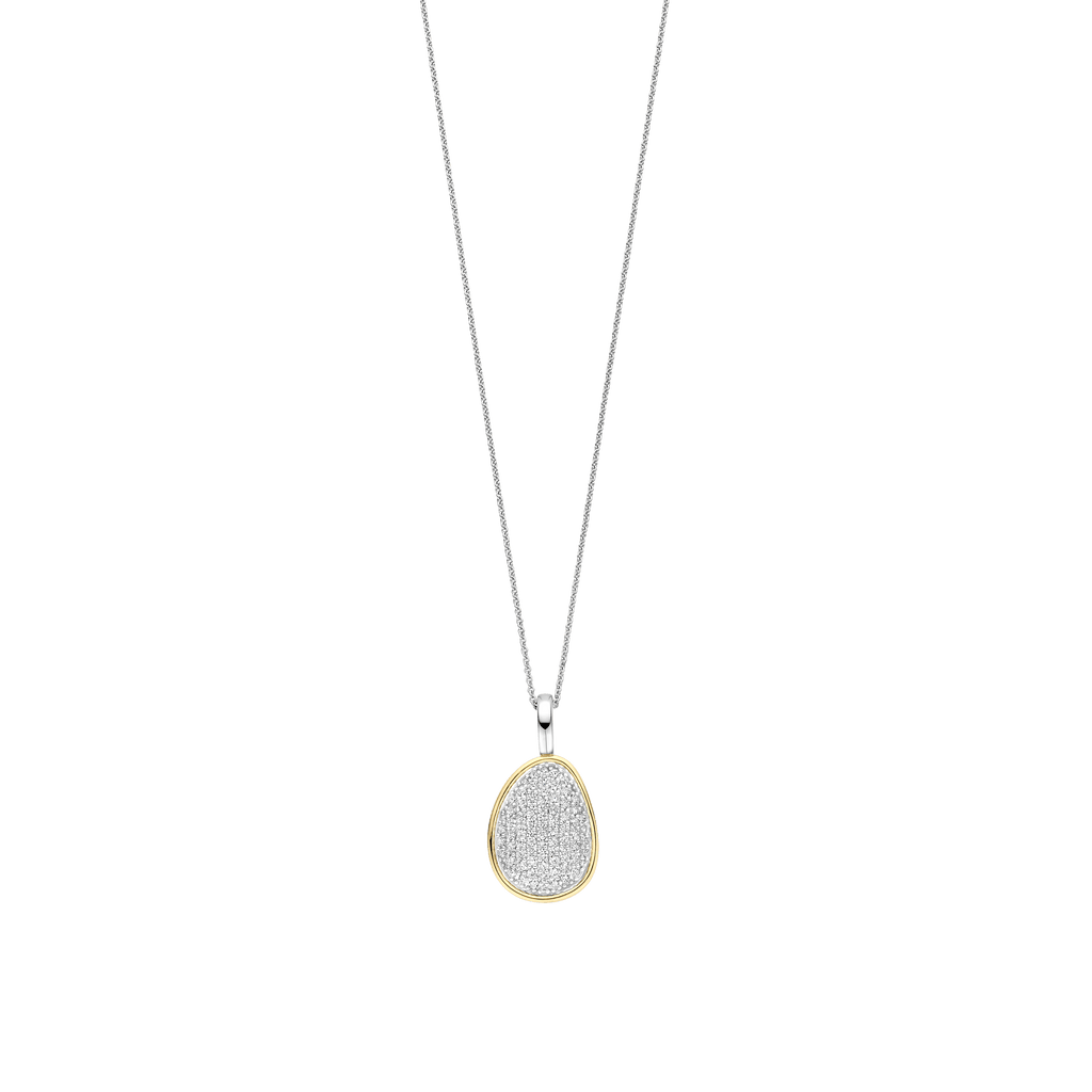 Collana Ti Sento Milano Argento Bicolore con Pendente Pavé