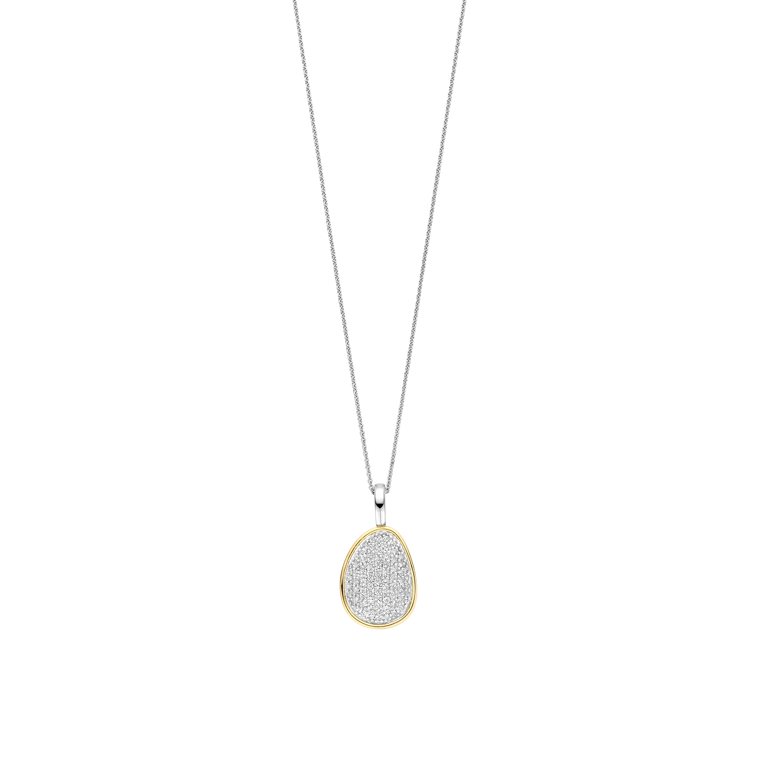 Collana Ti Sento Milano Argento Bicolore con Pendente Pavé