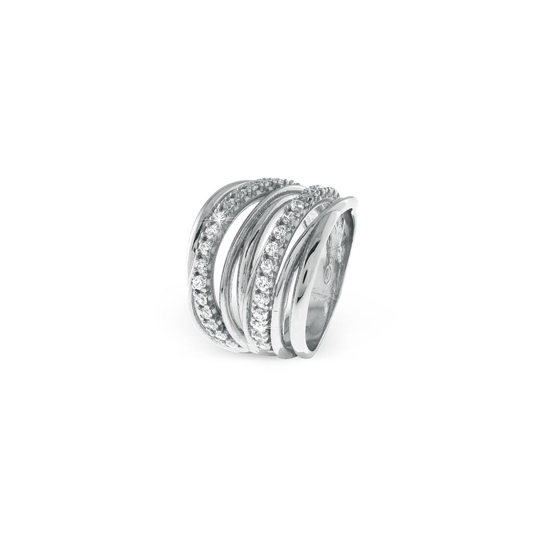 Anello Unoaerre Vortice Argento 925 e Zirconi