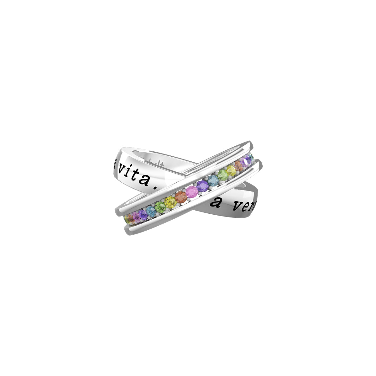 Anello Kidult Una Vera Amica in Acciaio con Cristalli Multicolore