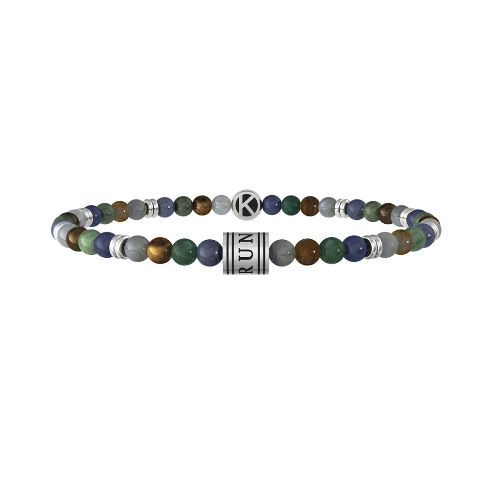 Bracciale Kidult Elastico in Acciaio 316L con Pietre Multicolore Run Free