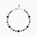 Bracciale Uomo Kidult Acciaio con Agata Nera e Grigia
