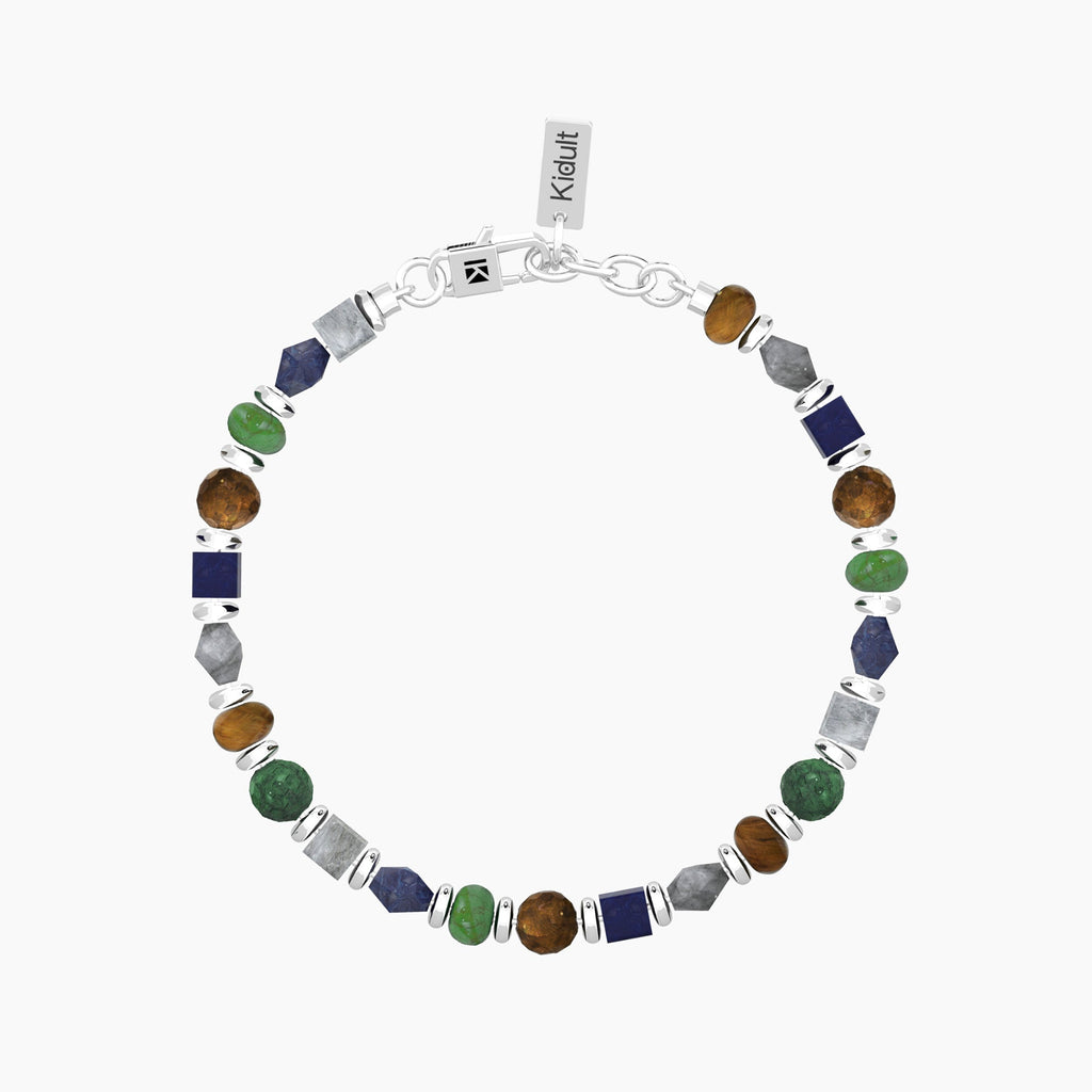 Bracciale Uomo Kidult Acciaio con Pietre Multicolore