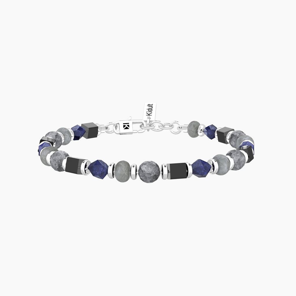 Bracciale Uomo Kidult Acciaio con Sodalite Blu e Agata