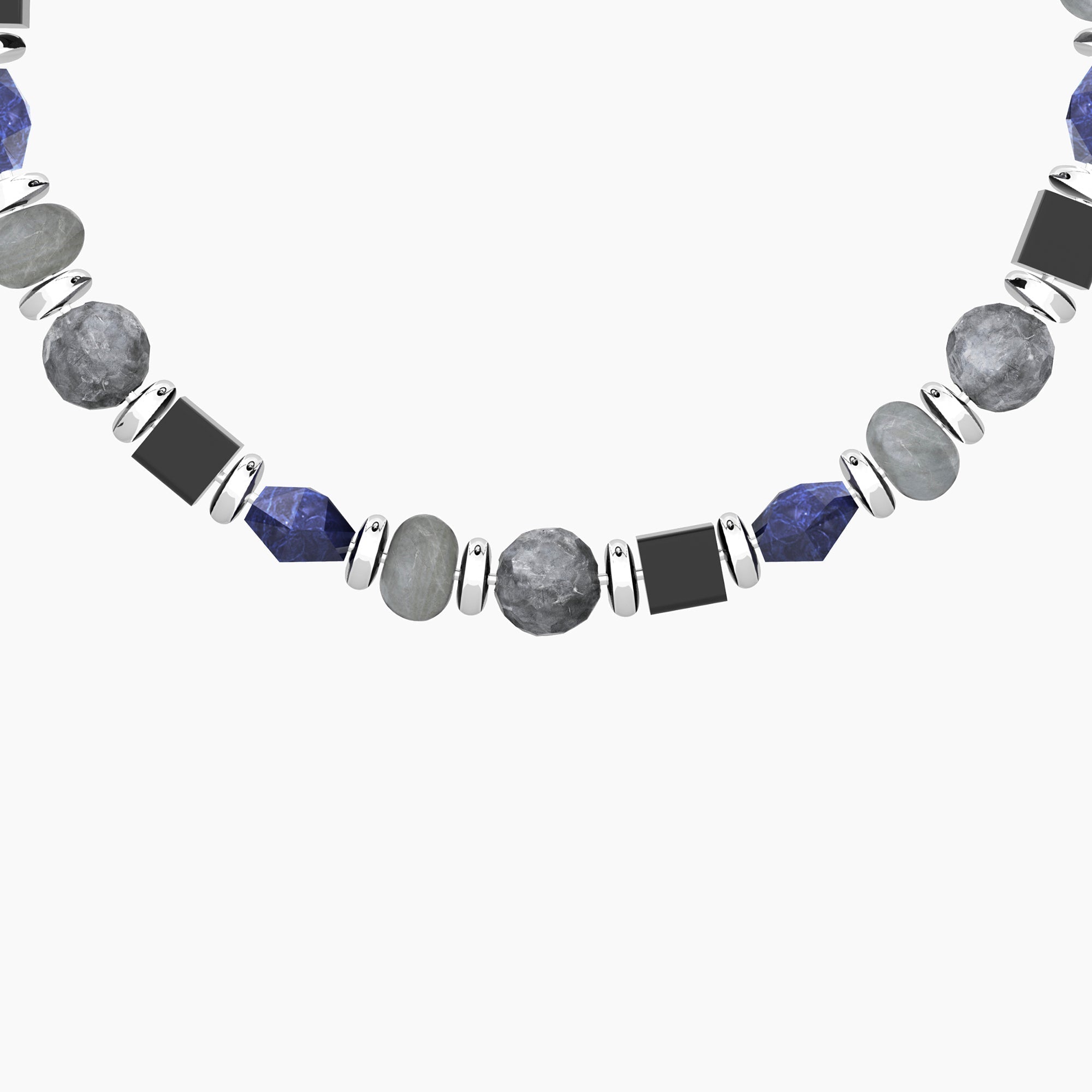 Bracciale Uomo Kidult Acciaio con Sodalite Blu e Agata