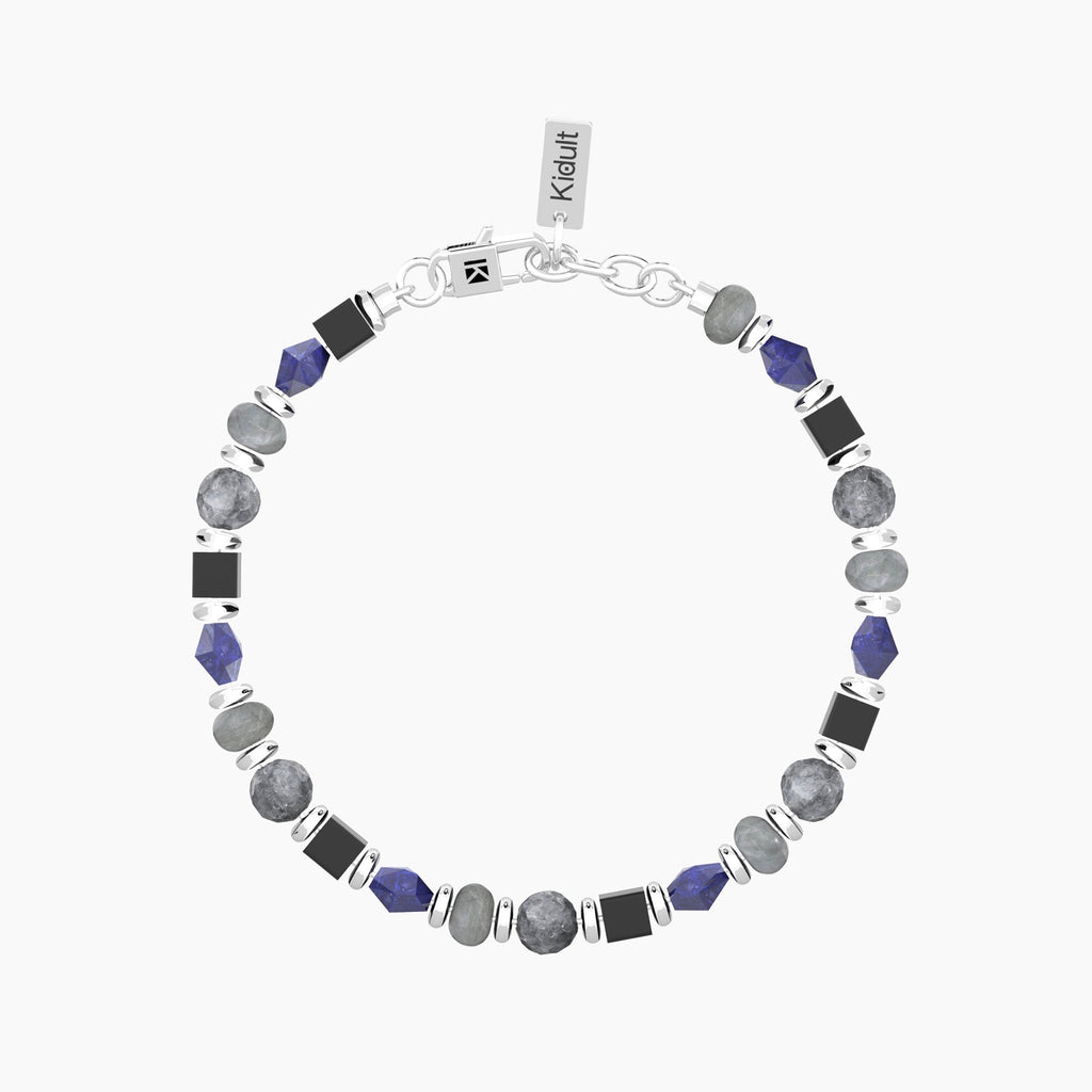 Bracciale Uomo Kidult Acciaio con Sodalite Blu e Agata