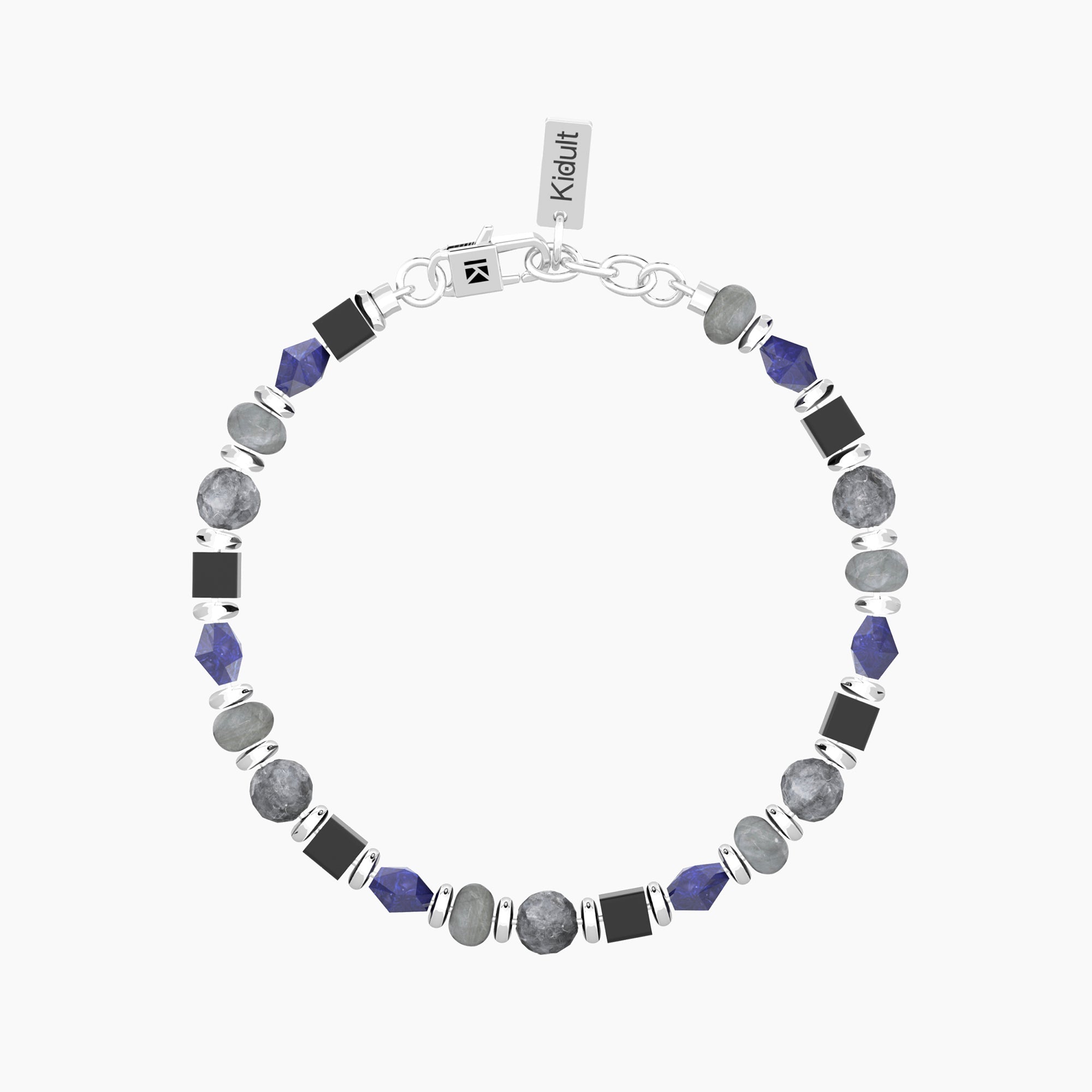 Bracciale Uomo Kidult Acciaio con Sodalite Blu e Agata