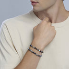 Bracciale Uomo Kidult Acciaio con Sodalite Blu e Agata