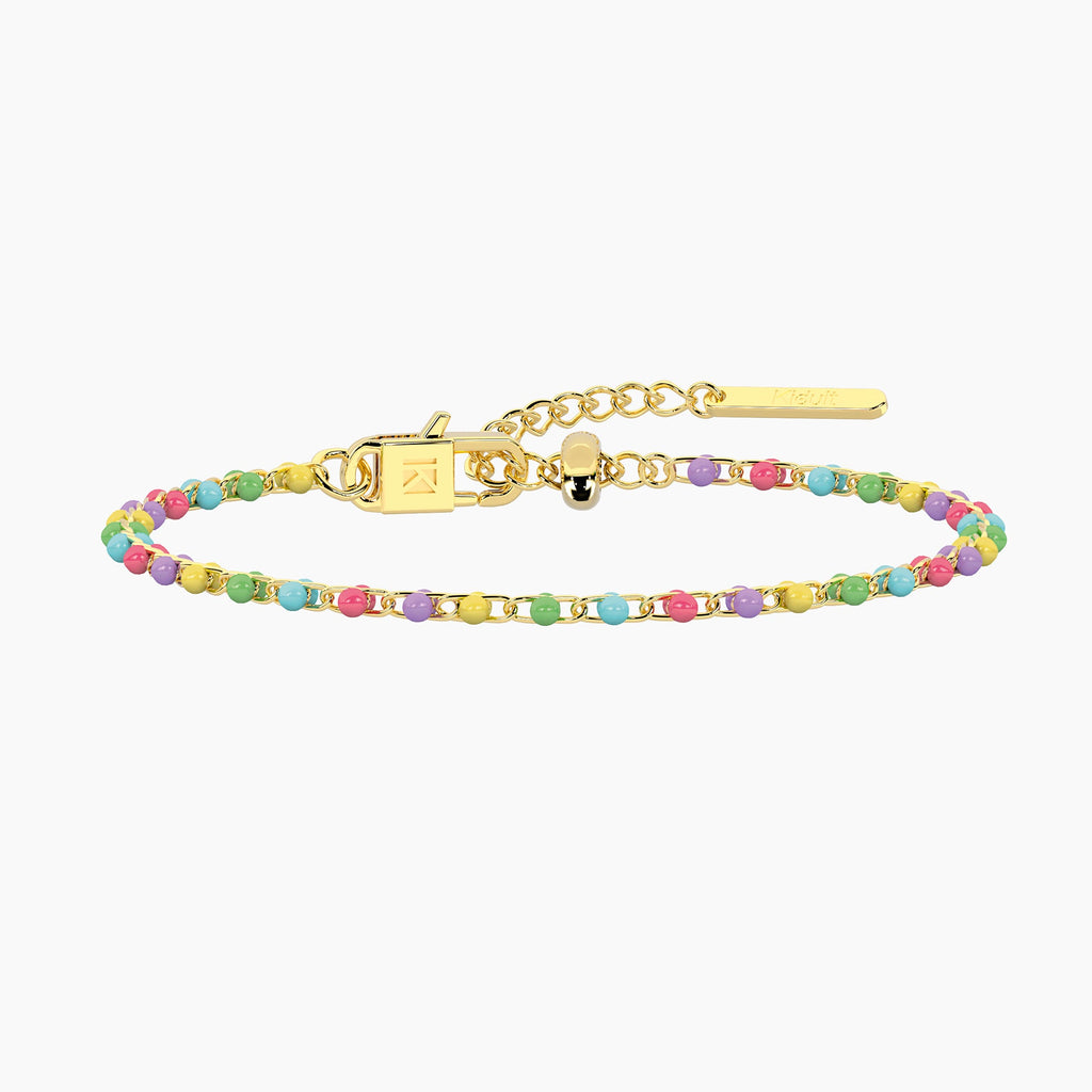 Bracciale Kidult By You Pop Corn in Acciaio PVD Giallo e Smalto Multicolor