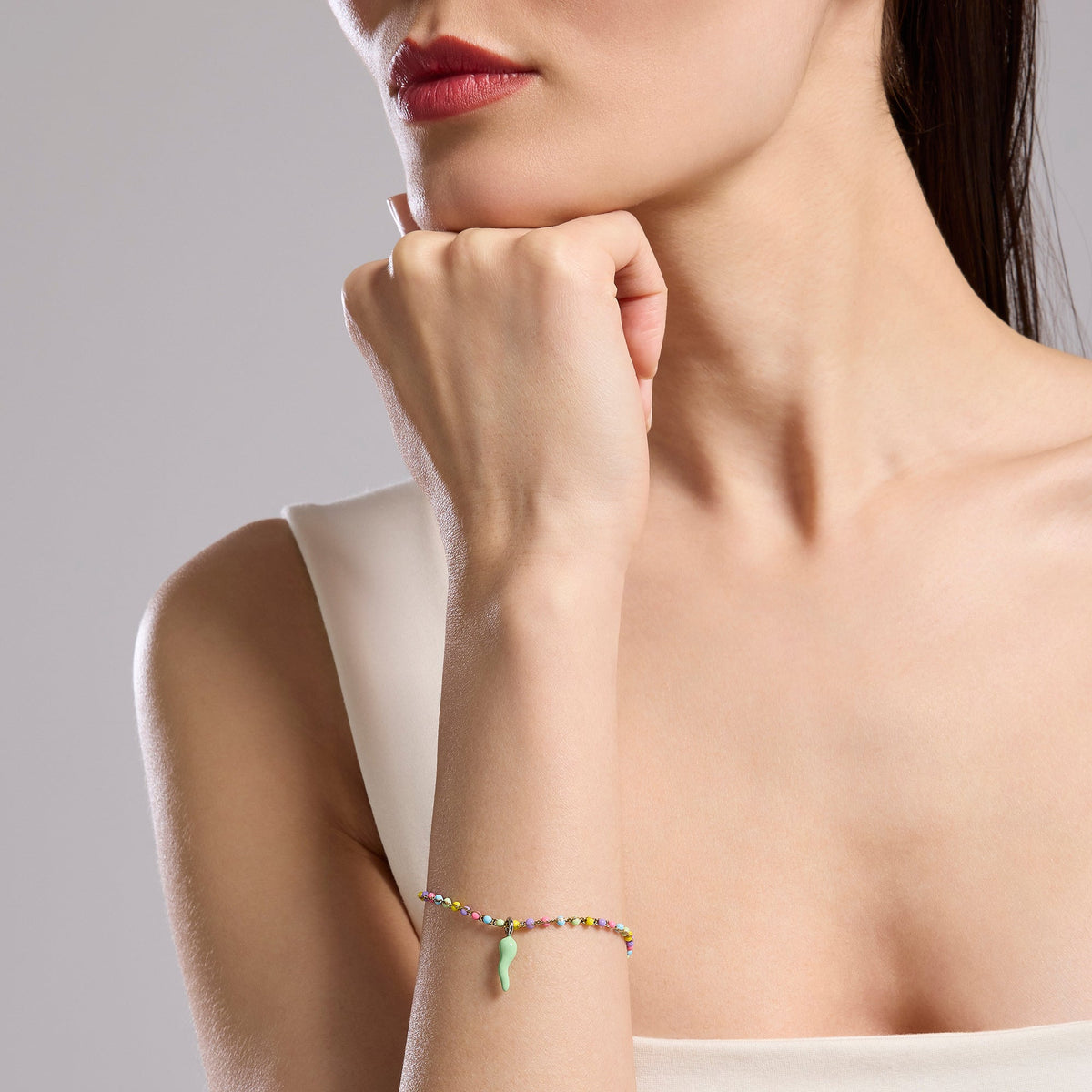 Bracciale Kidult By You Pop Corn in Acciaio PVD Giallo e Smalto Multicolor - vista 4