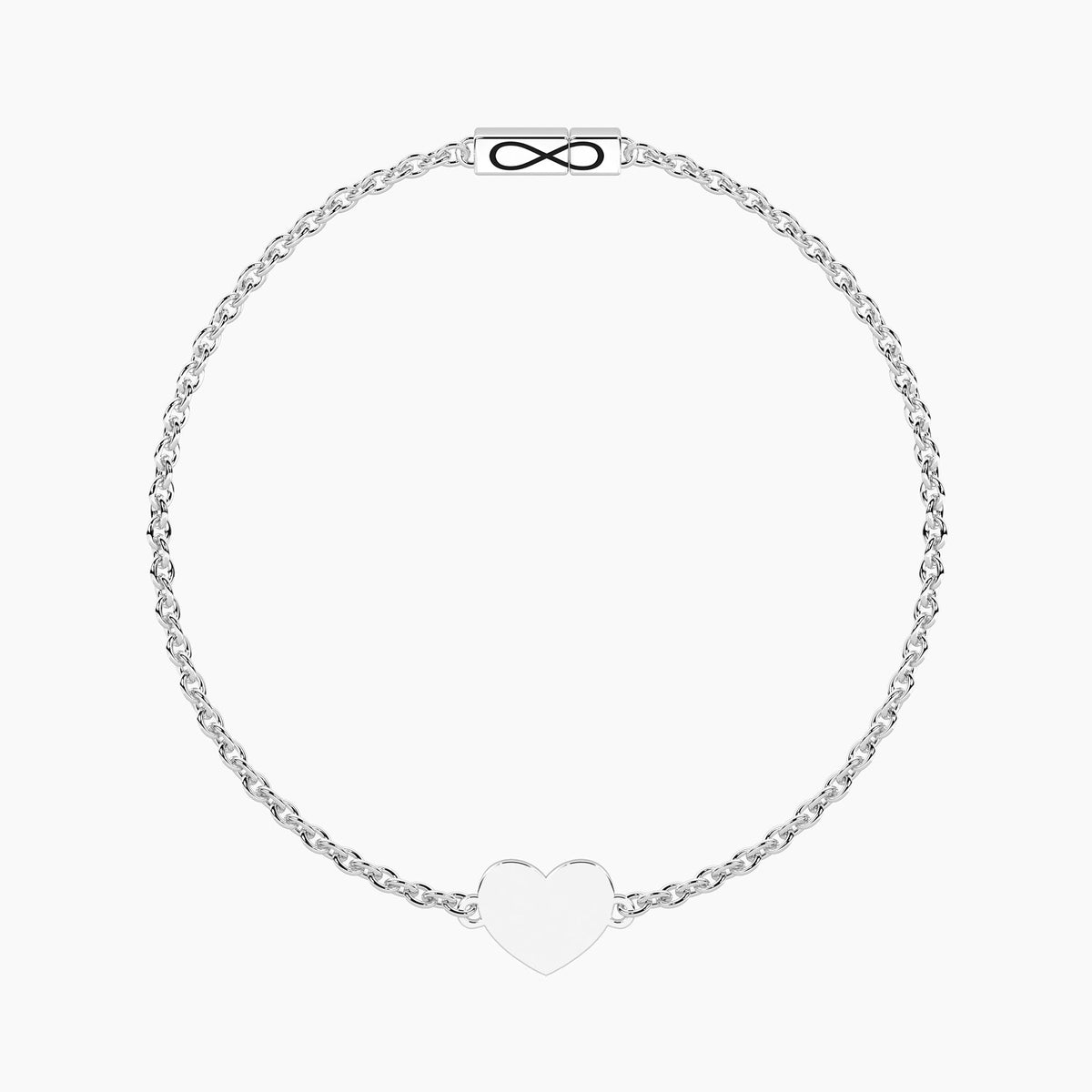 Bracciale Kidult Infinity Cuore in Acciaio con Catena Rolò - vista 2