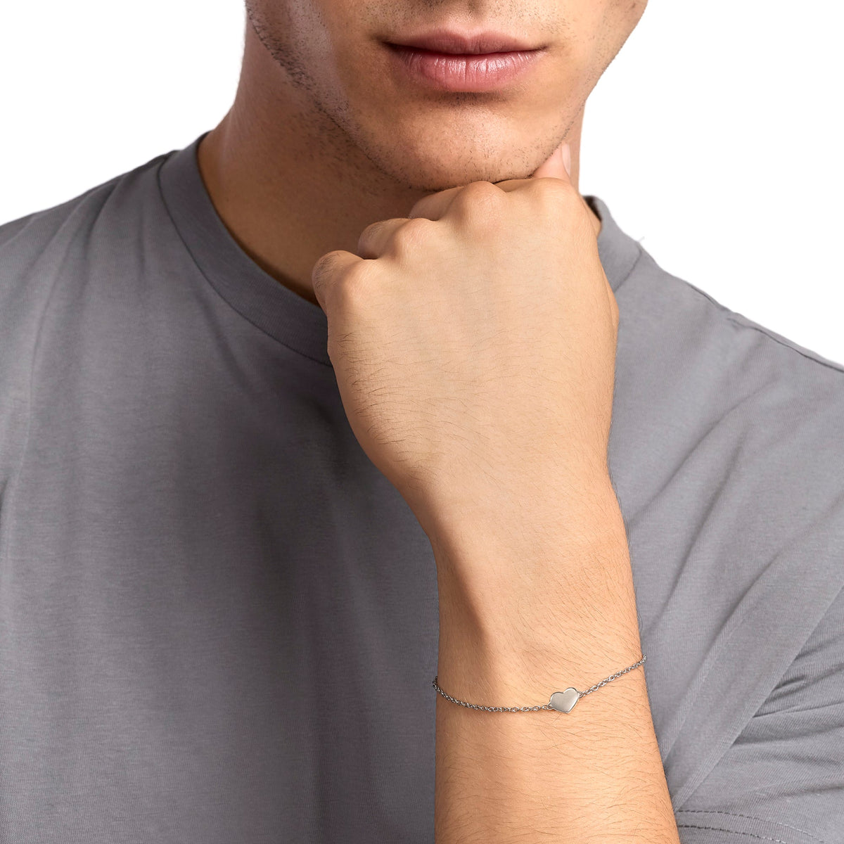 Bracciale Kidult Infinity Cuore in Acciaio con Catena Rolò - vista 5