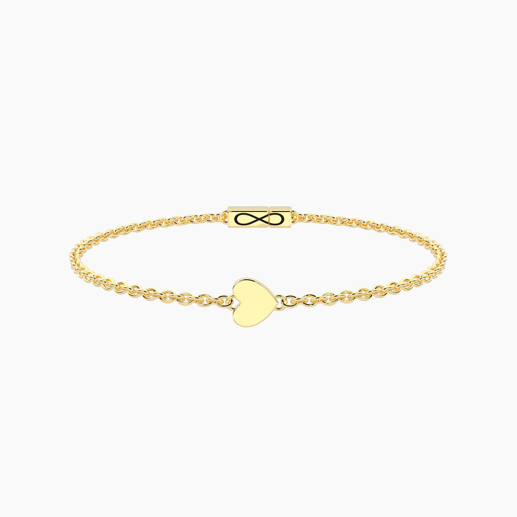 Bracciale Kidult Infinity Cuore in Acciaio Dorato con Catena Rolò