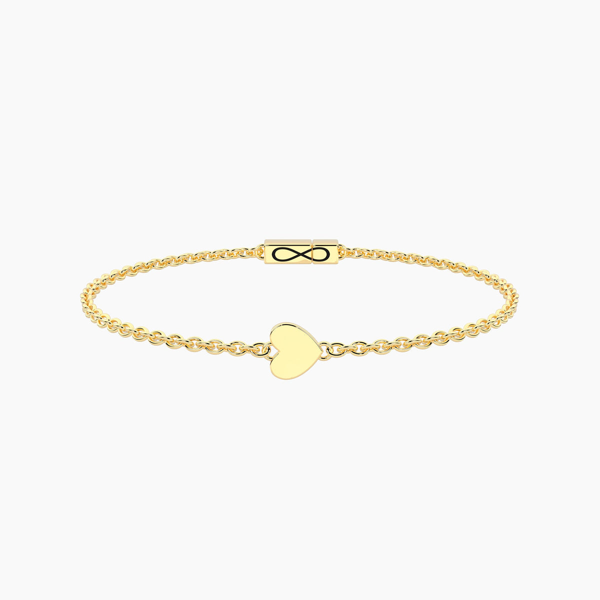 Bracciale Kidult Infinity Cuore in Acciaio Dorato con Catena Rolò