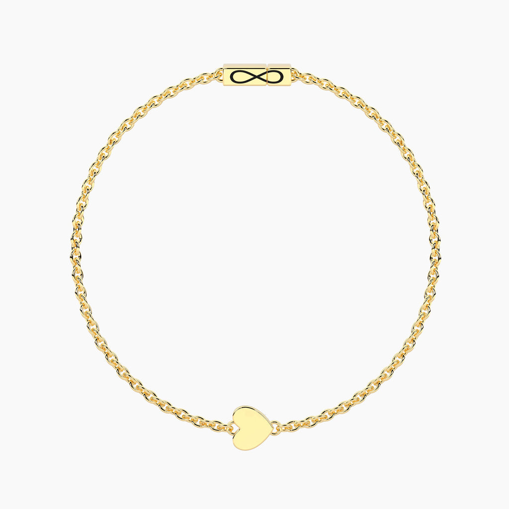 Bracciale Kidult Infinity Cuore in Acciaio Dorato con Catena Rolò - vista 2