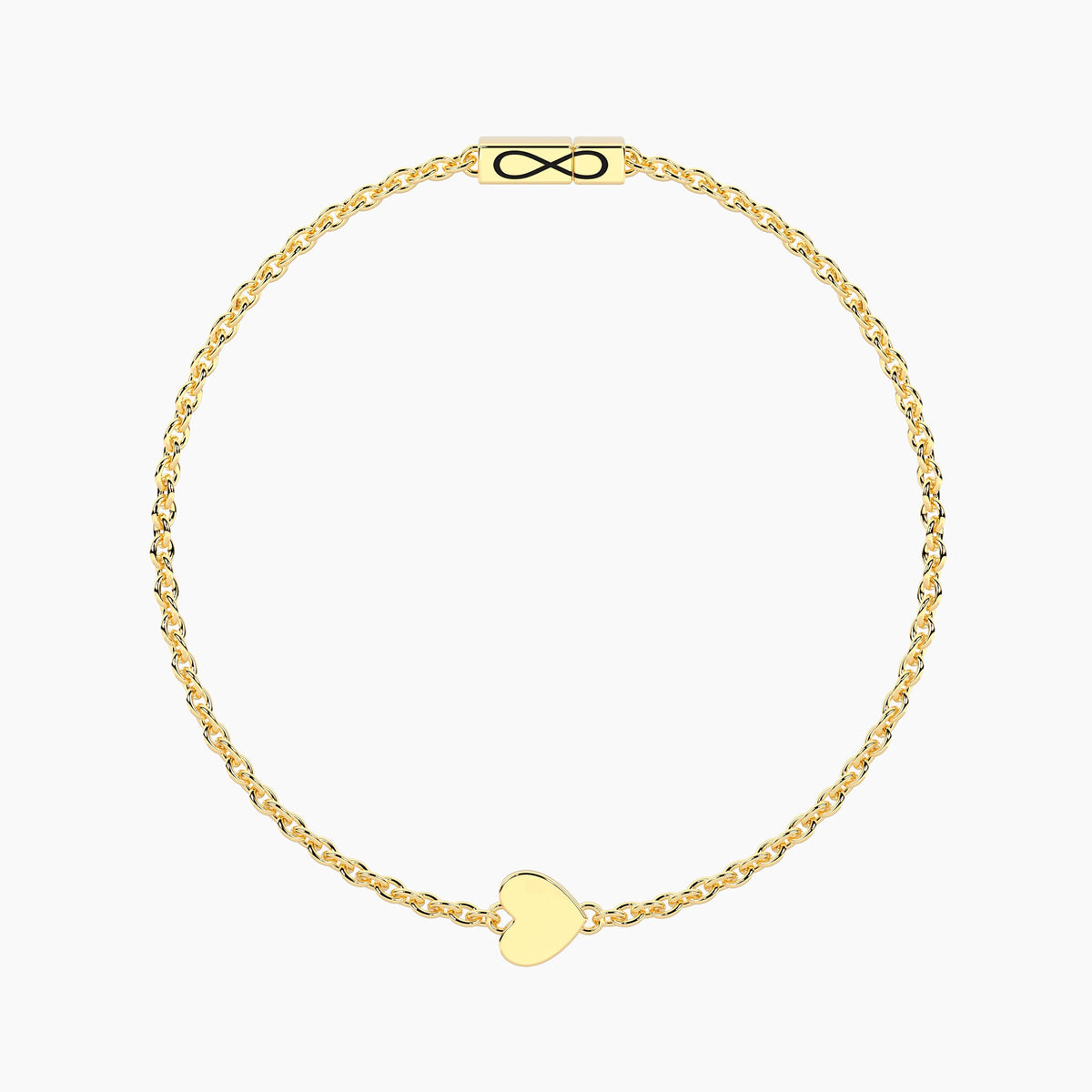 Bracciale Kidult Infinity Cuore in Acciaio Dorato con Catena Rolò - vista 2
