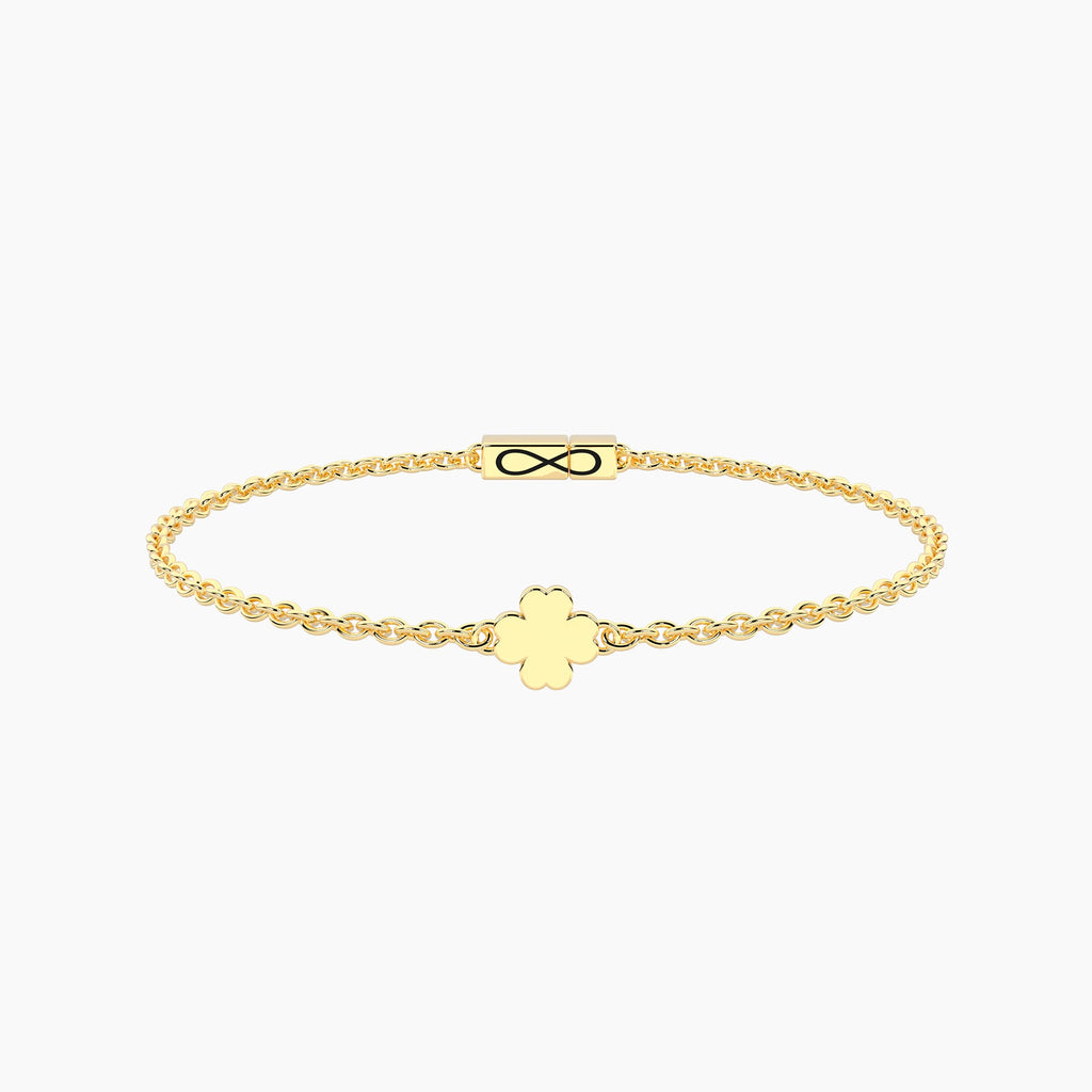 Bracciale Kidult Infinity Quadrifoglio in Acciaio Dorato