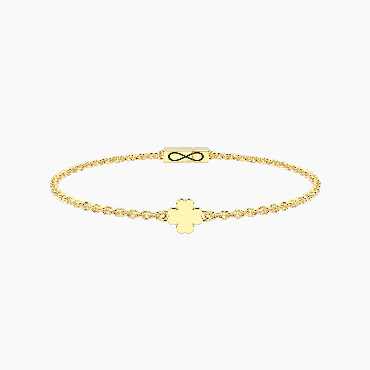 Bracciale Kidult Infinity Quadrifoglio in Acciaio Dorato