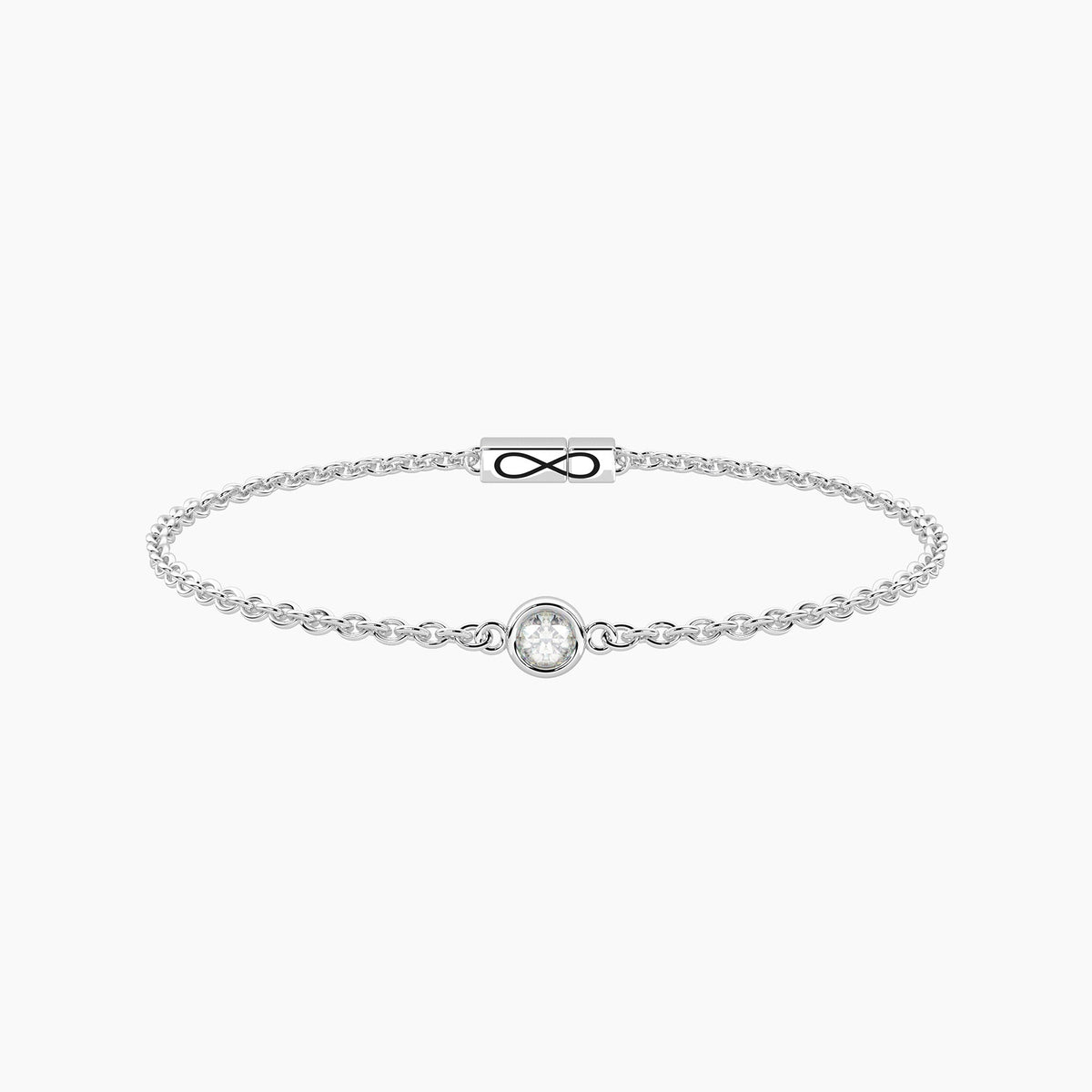 Bracciale Kidult Infinity in Acciaio con Diamante Lab-Grown 0,08 ct