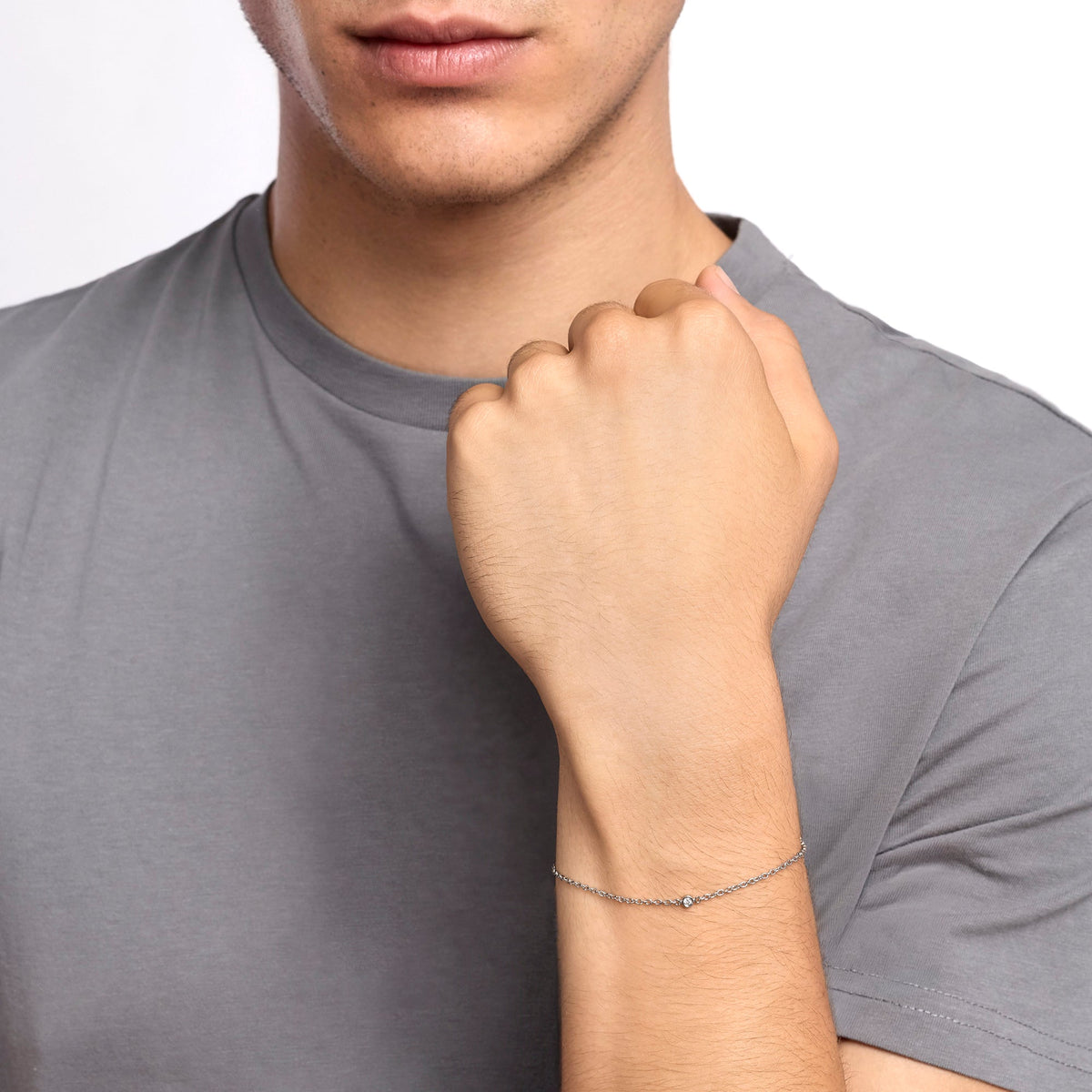 Bracciale Kidult Infinity in Acciaio con Diamante Lab-Grown 0,08 ct - vista 5