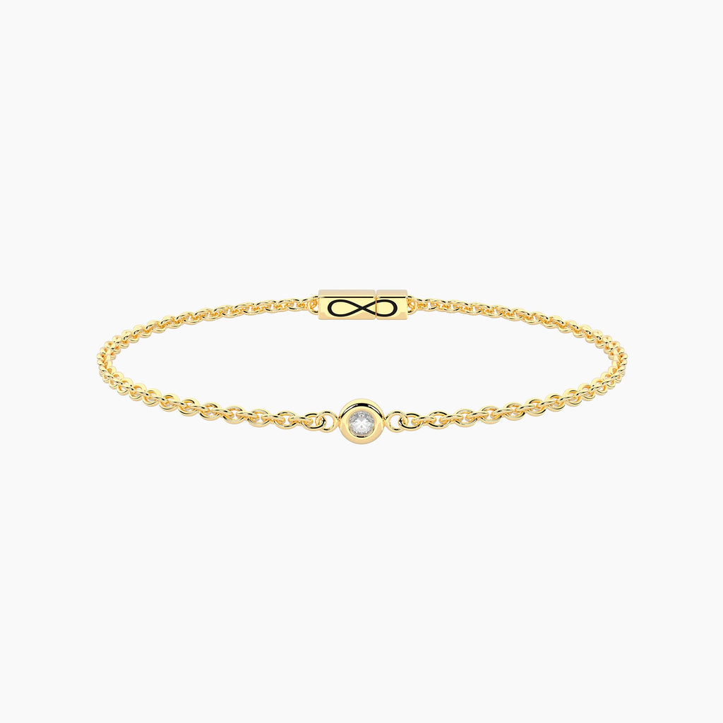 Bracciale Kidult Infinity in Acciaio Dorato con Diamante Lab-Grown 0,03 ct