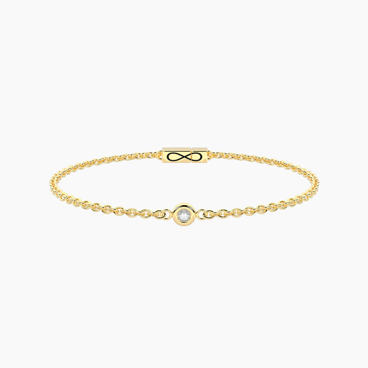 Bracciale Kidult Infinity in Acciaio Dorato con Diamante Lab-Grown 0,03 ct