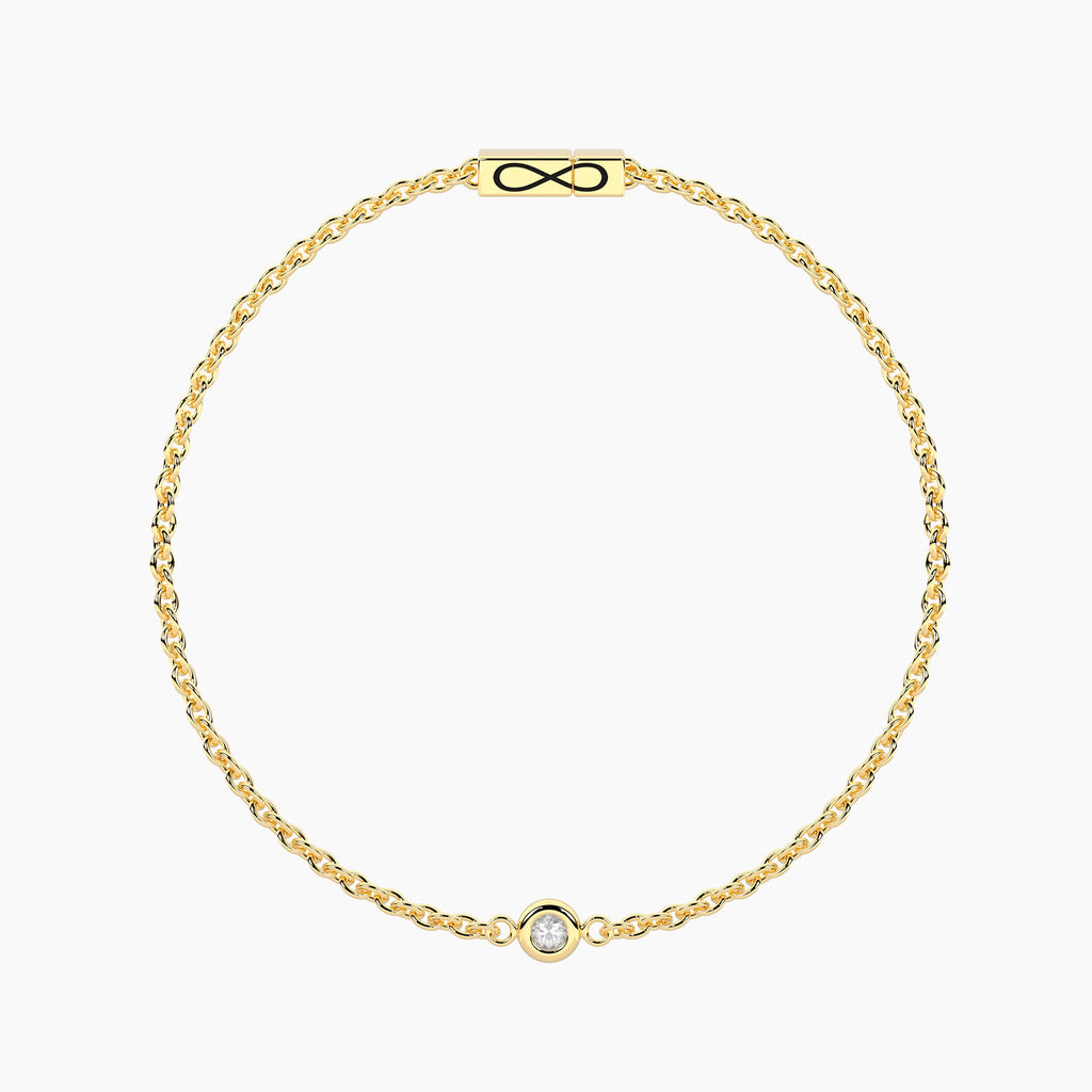 Bracciale Kidult Infinity in Acciaio Dorato con Diamante Lab-Grown 0,03 ct - vista 2