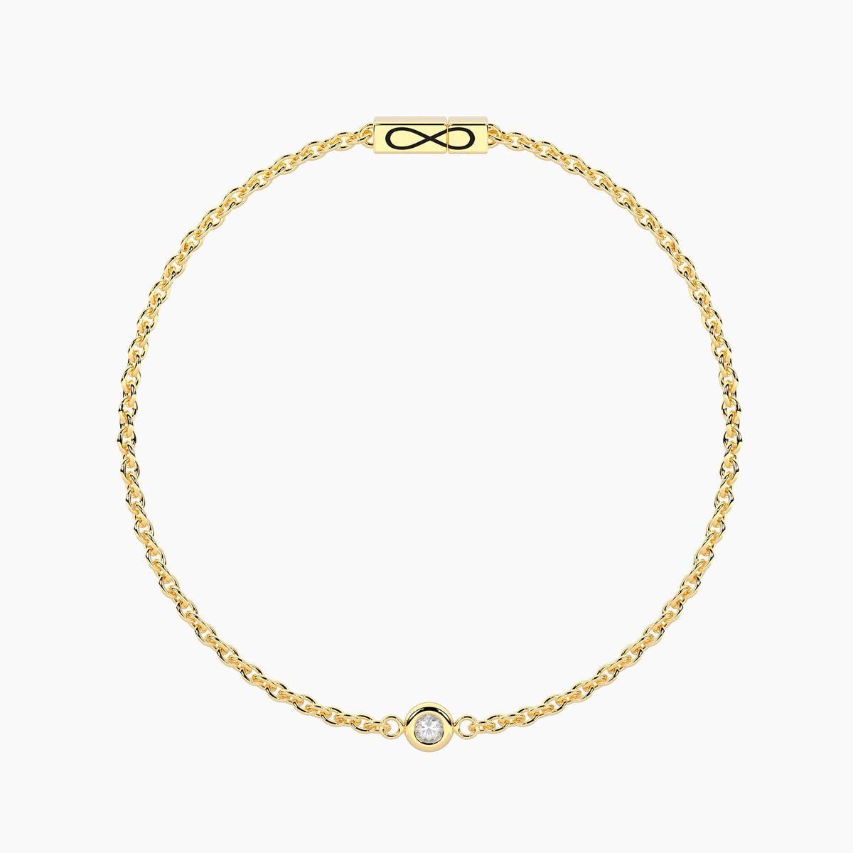 Bracciale Kidult Infinity in Acciaio Dorato con Diamante Lab-Grown 0,03 ct - vista 2