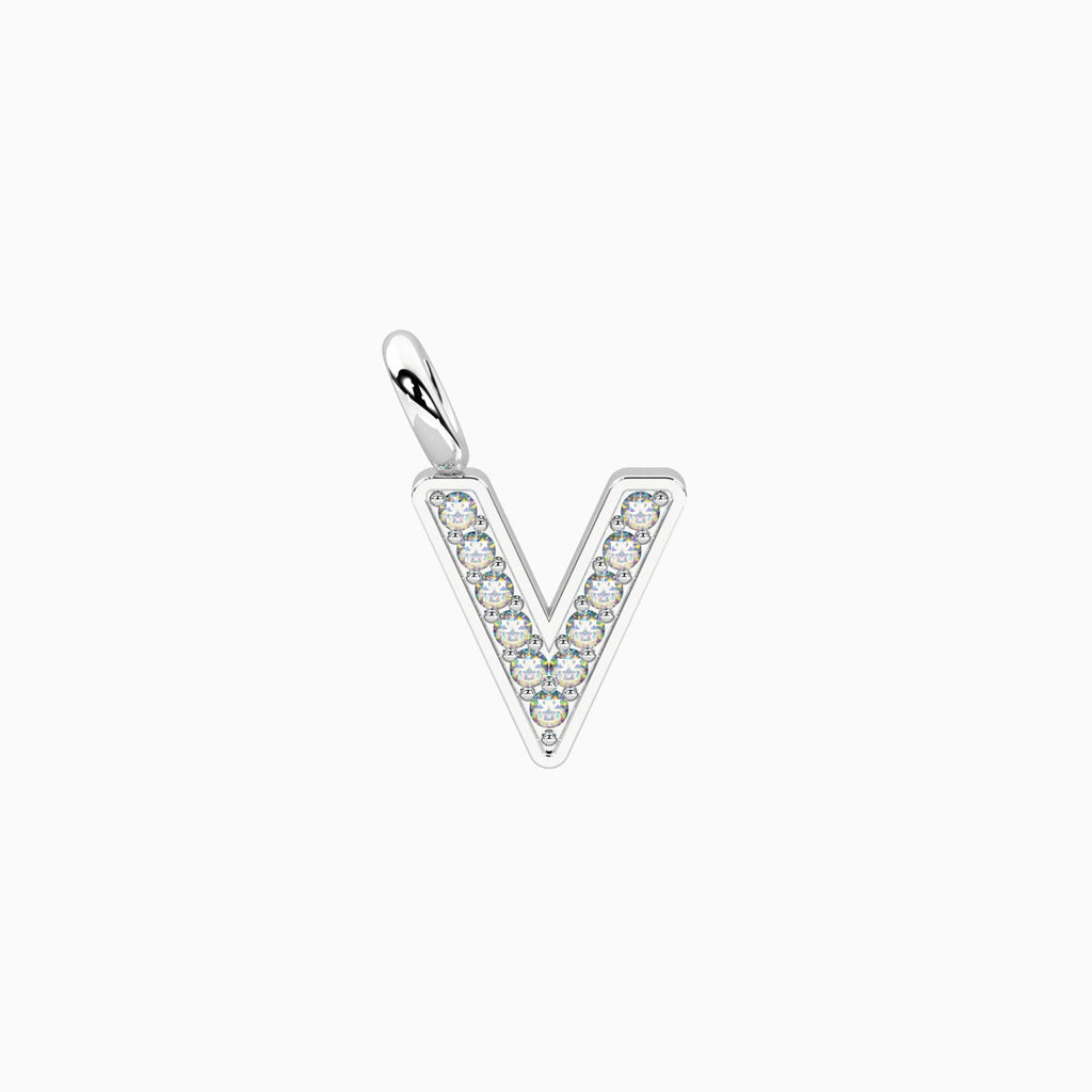 Charm Kidult By You Lettera V in Acciaio con Cristalli