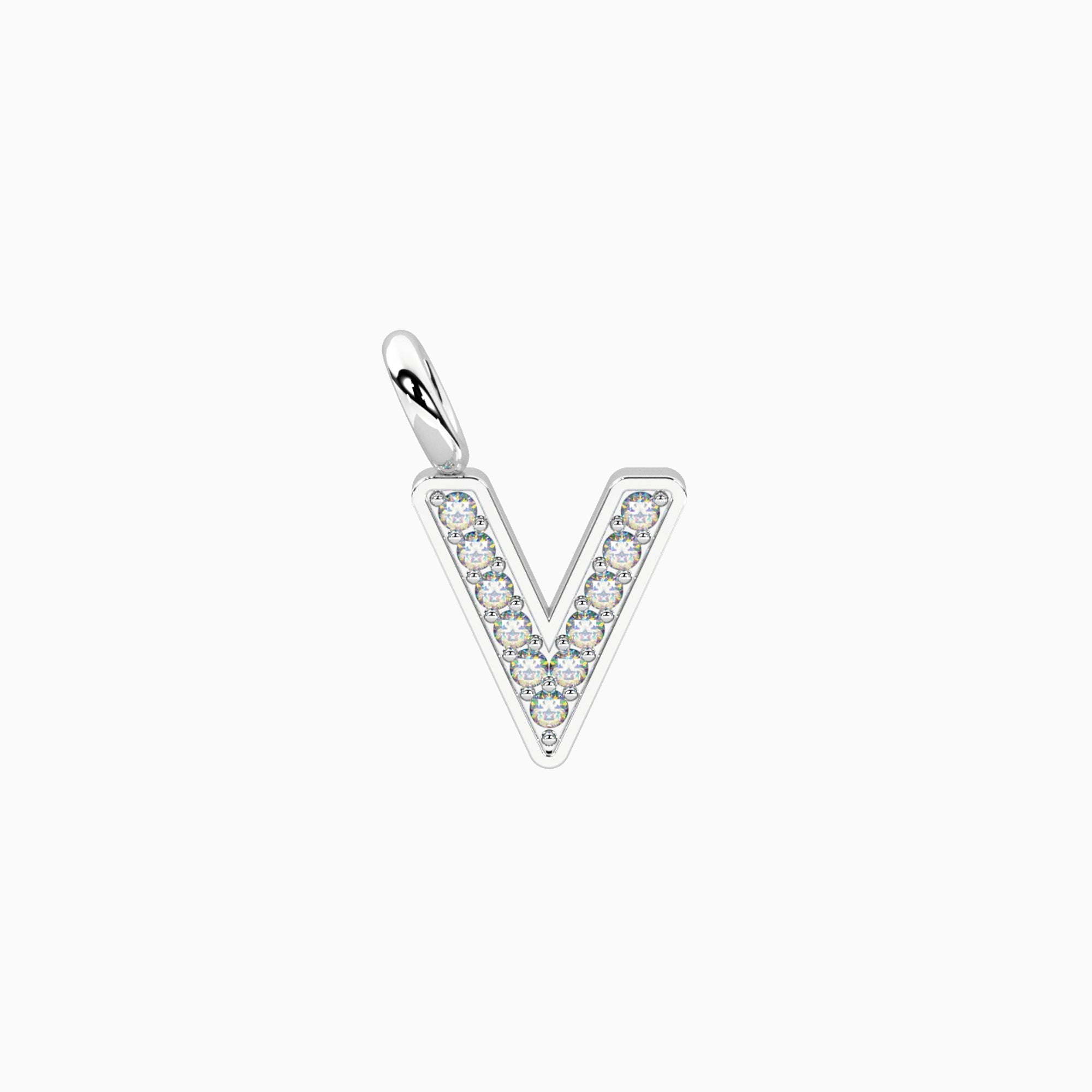 Charm Kidult By You Lettera V in Acciaio con Cristalli