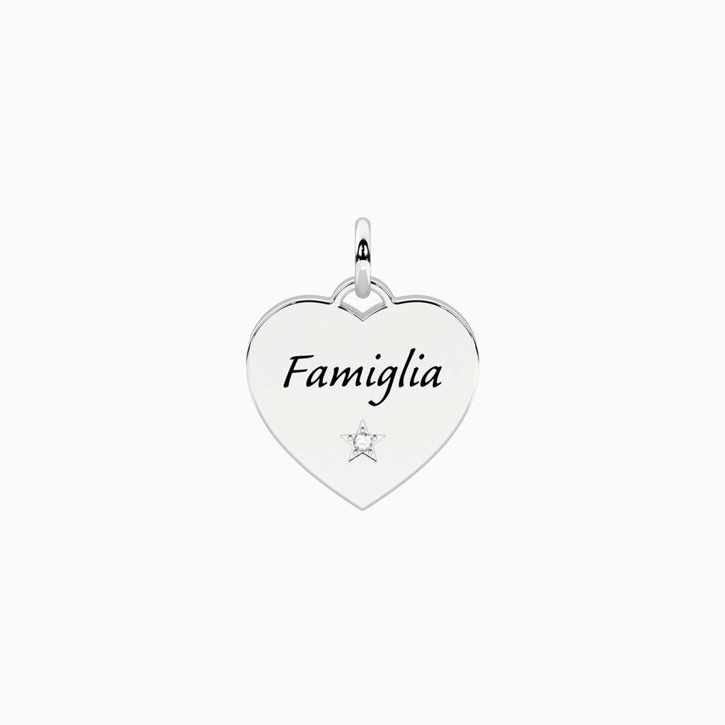 Charm Kidult By You Cuore Famiglia in Acciaio con Cristallo