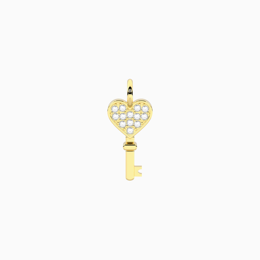 Charm Kidult By You Chiave con Cuore in Acciaio PVD Giallo e Smalto - vista 2